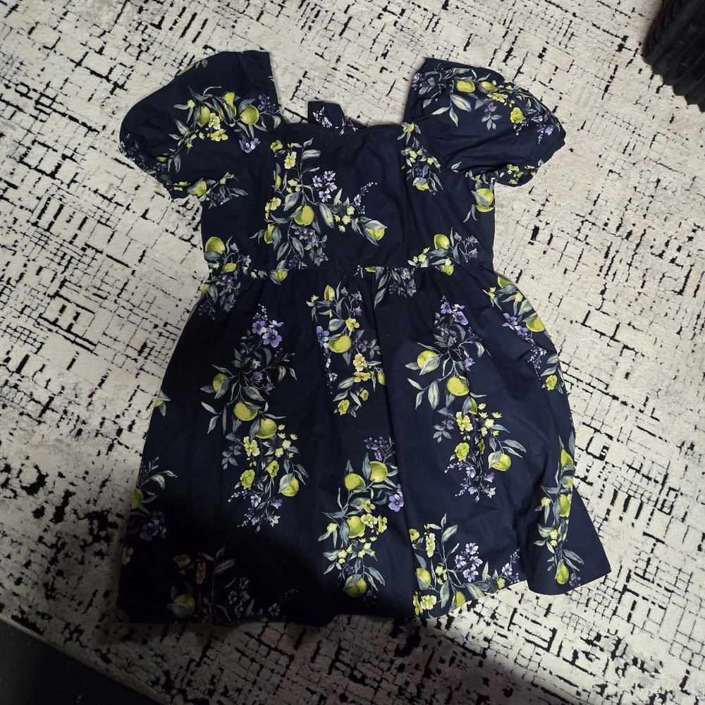 Womens Spring midi Dress time and tru size XXL or 20 Navy with lemons